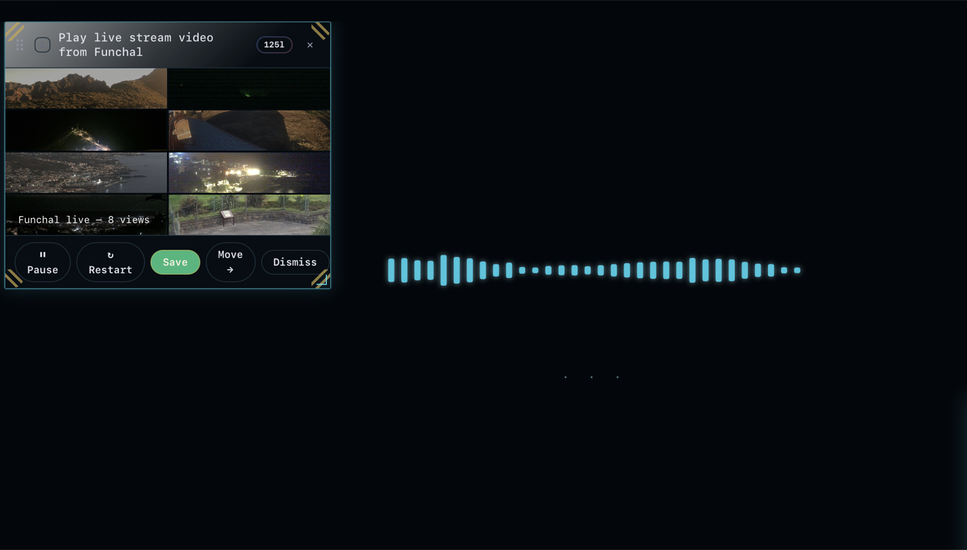 A video card generated entirely from a spoken request