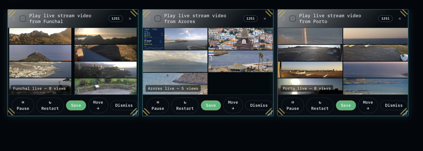 A matrix of live cards laid out automatically on screen